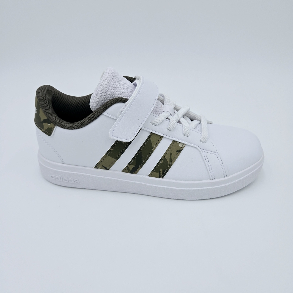 Adidas GRAND COURT 2.0 EL C White/Olive Strata/ Olive Kids Shoes IE3854 #55